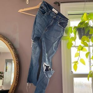 A&F High Ride Distressed Jeans